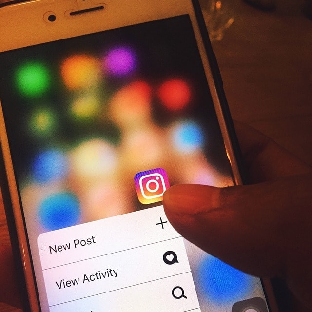 Instagram app open, showing options for posting.