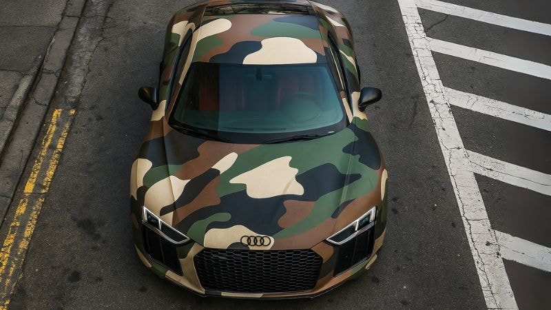 Audi wrapped in camouflage wrap