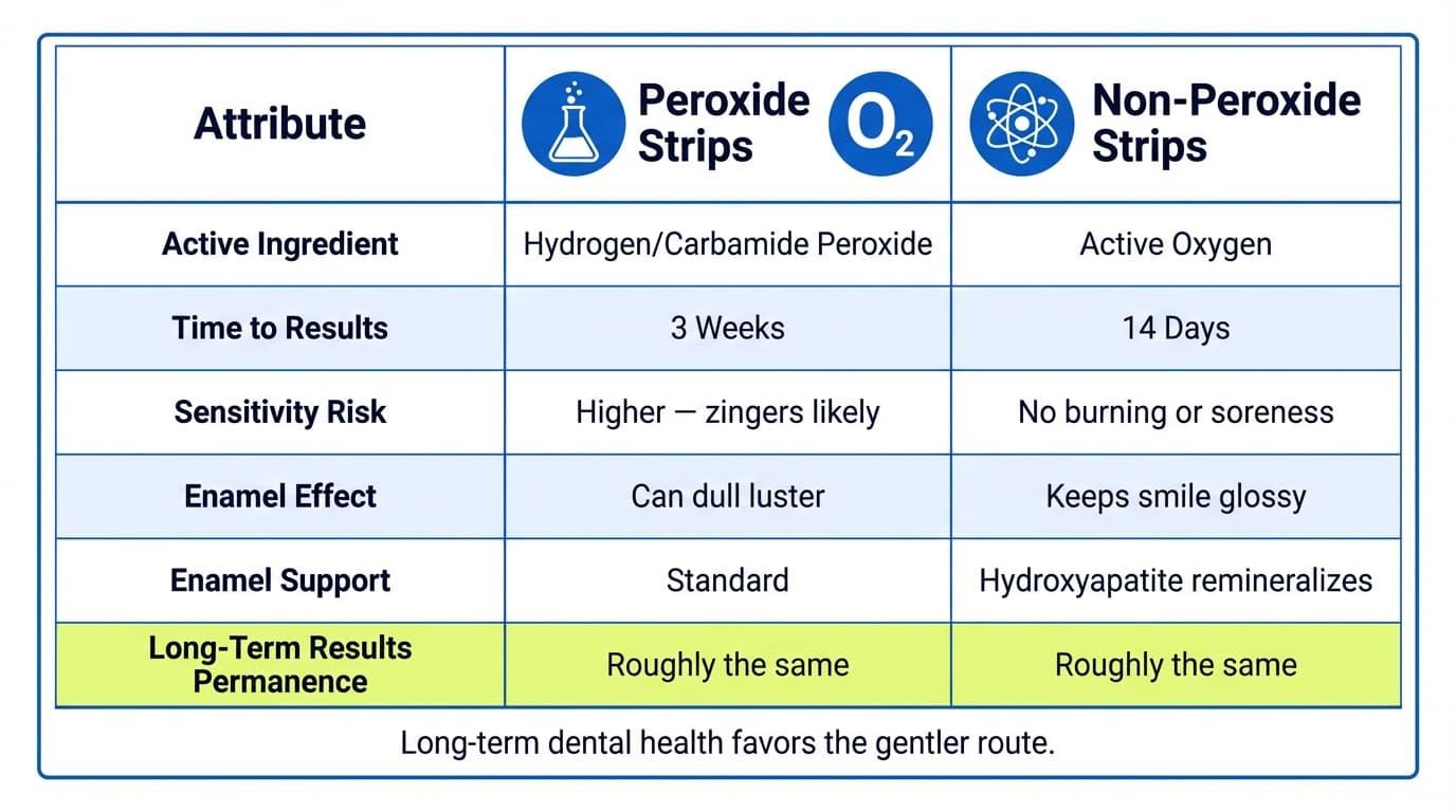 Peroxide vs. Non-Peroxide Whitening Strips: Which Type Lasts Longer?