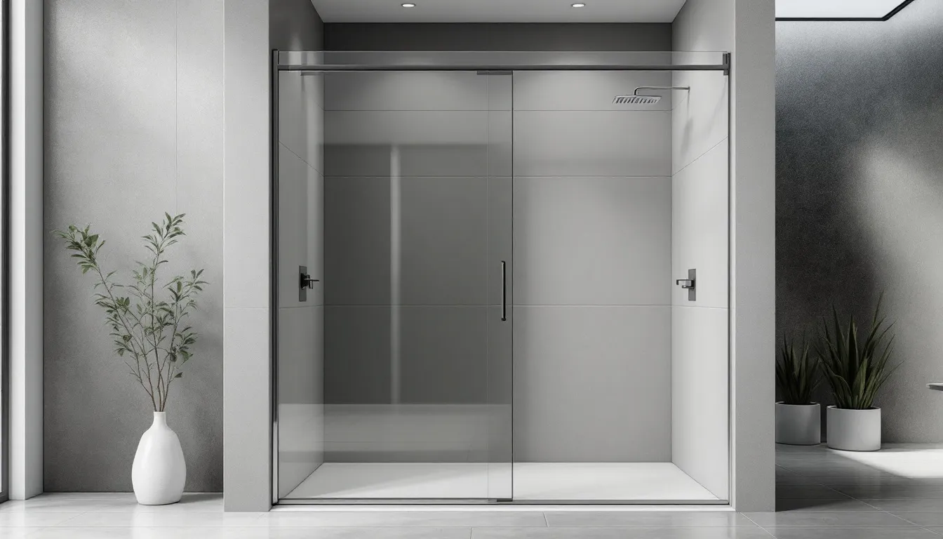 A modern walk-in shower replacing an existing tub.