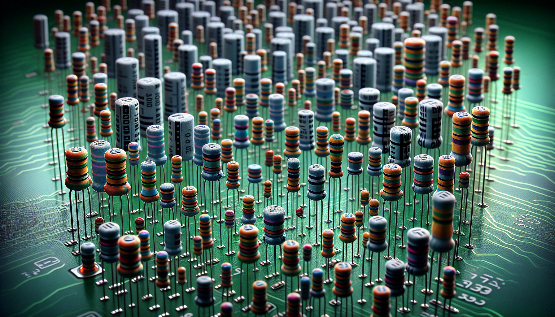 Illustration of various types of resistors on a motherboard