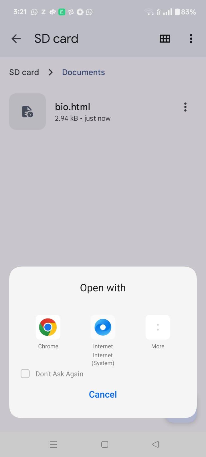 Click the Chrome browser from the options.
