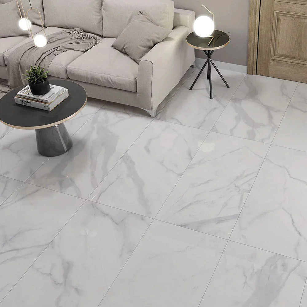 Flavelo Cream tile with large-format layout for a smooth, contemporary finish.
