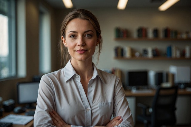 ai generated, woman, office worker, portrait, female, office, businesswoman, office, office, office, office, office, How to Stay in Australia After 417 Visa 