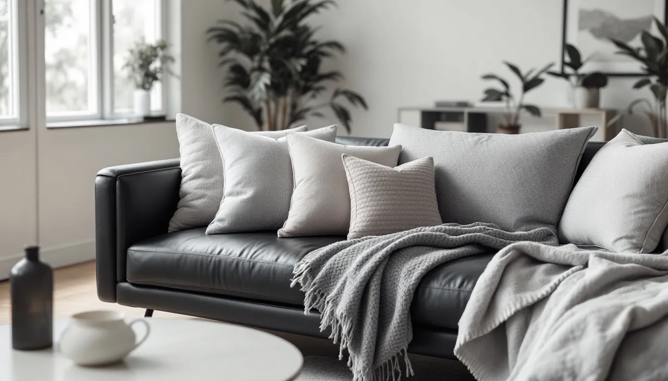 Stylish throw pillows and blankets that transform a cozy living room.