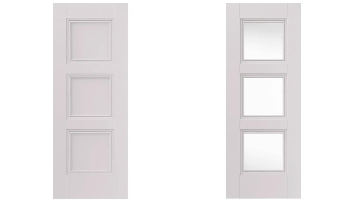 Period doors - two traditional internal doors - one 3-panel glazed - one 2-panel solid