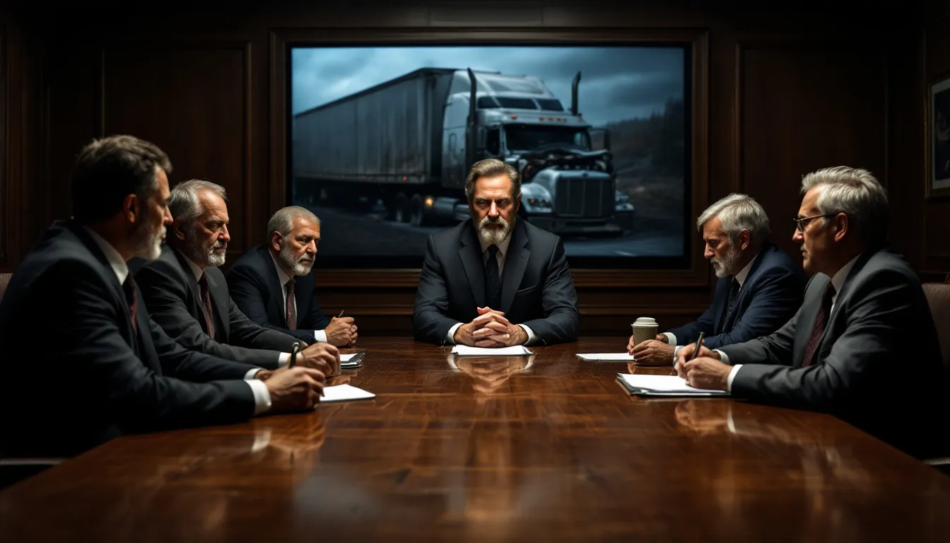 A group of experienced truck accident lawyers in a meeting.