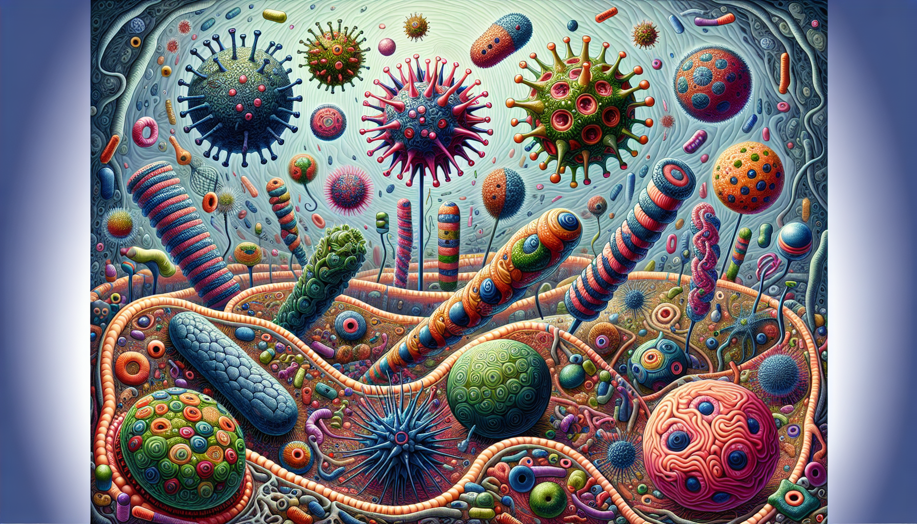 Ilustración de virus y bacterias