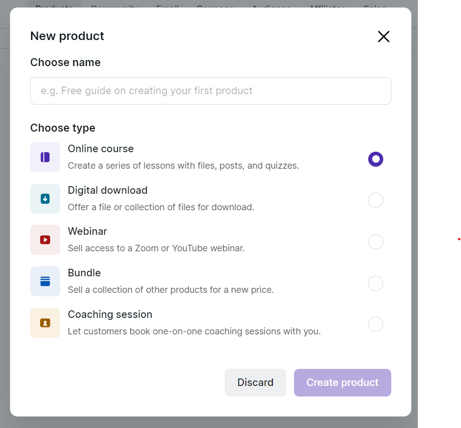 How to create a new product on Podia