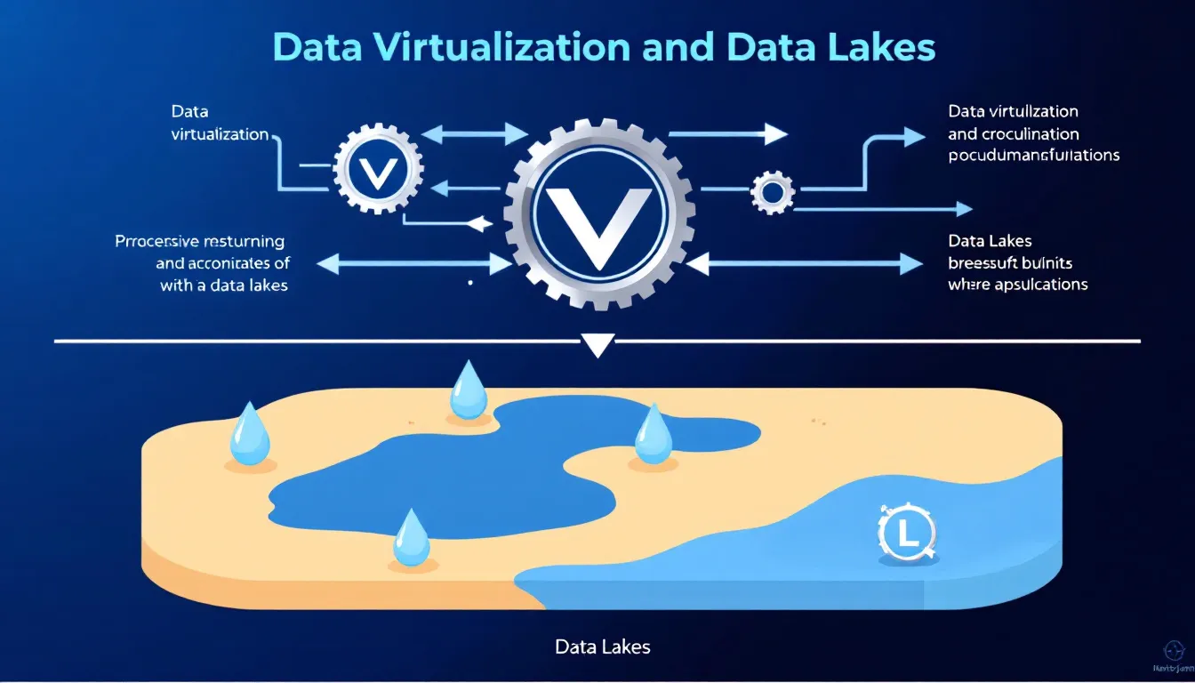 A diagram showing the integration of data virtualization and data lakes.