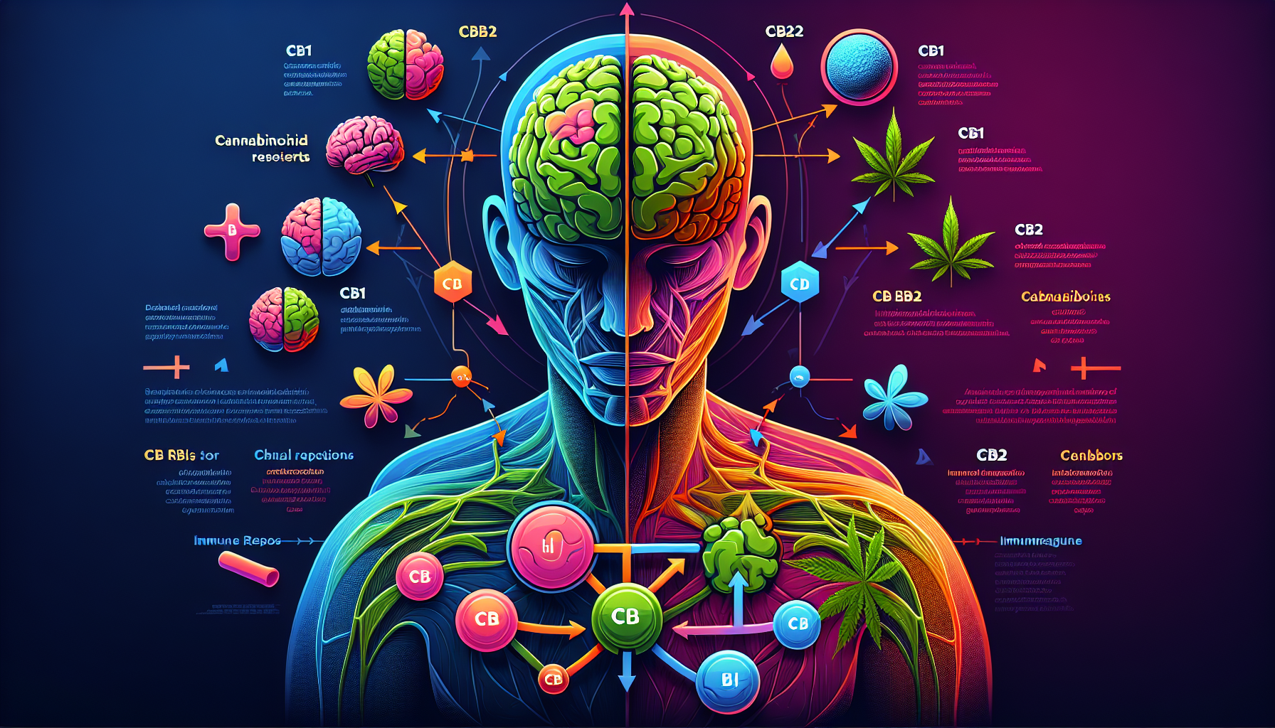 Grafik, die die Rolle der Cannabinoid-Rezeptoren im Körper zeigt.