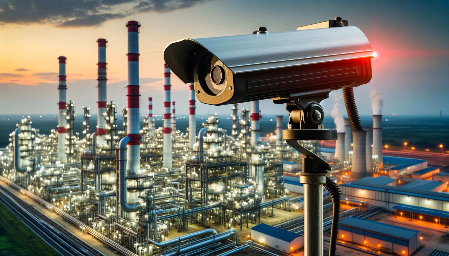 Live monitoring security camera overlooking a power plant