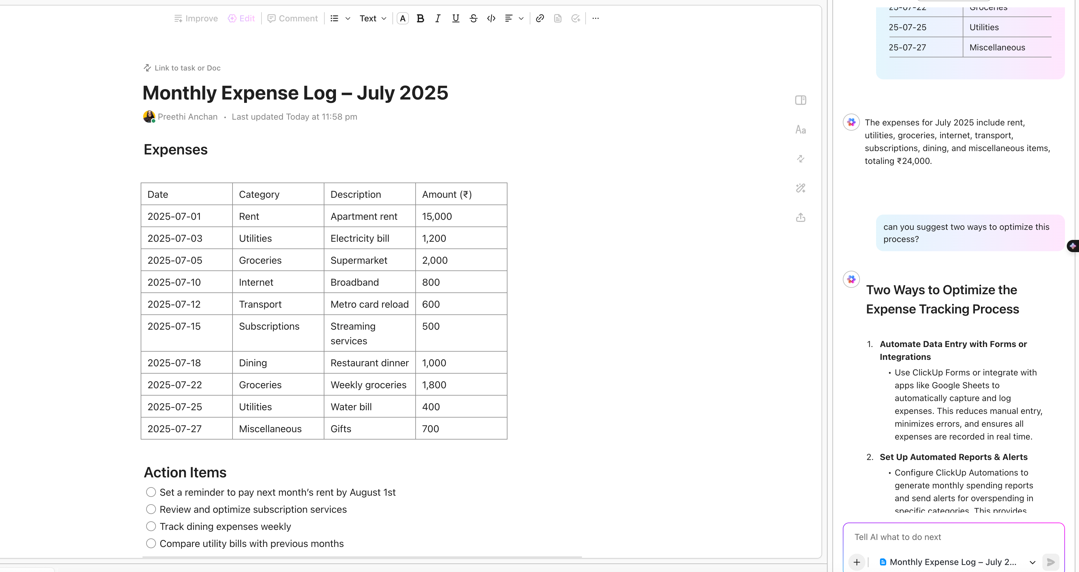 ClickUp AI dapat membantu Anda menganalisis setiap dokumen untuk mendapatkan wawasan yang berharga