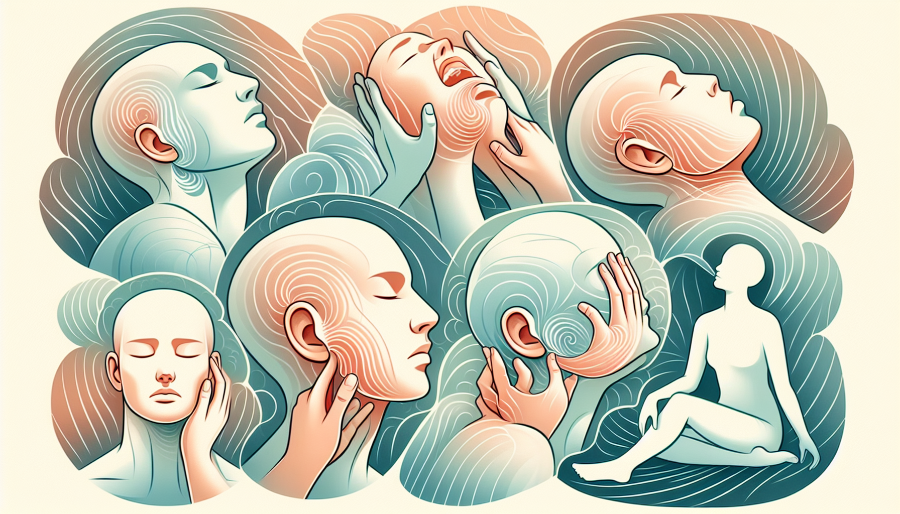 Illustration of jaw exercises and relaxation techniques