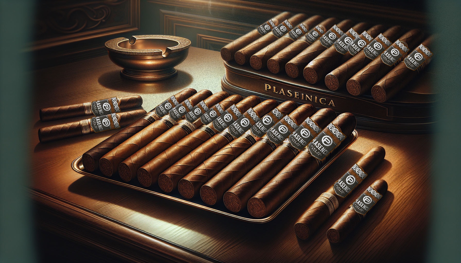 An assortment of Plasencia cigars displayed elegantly.