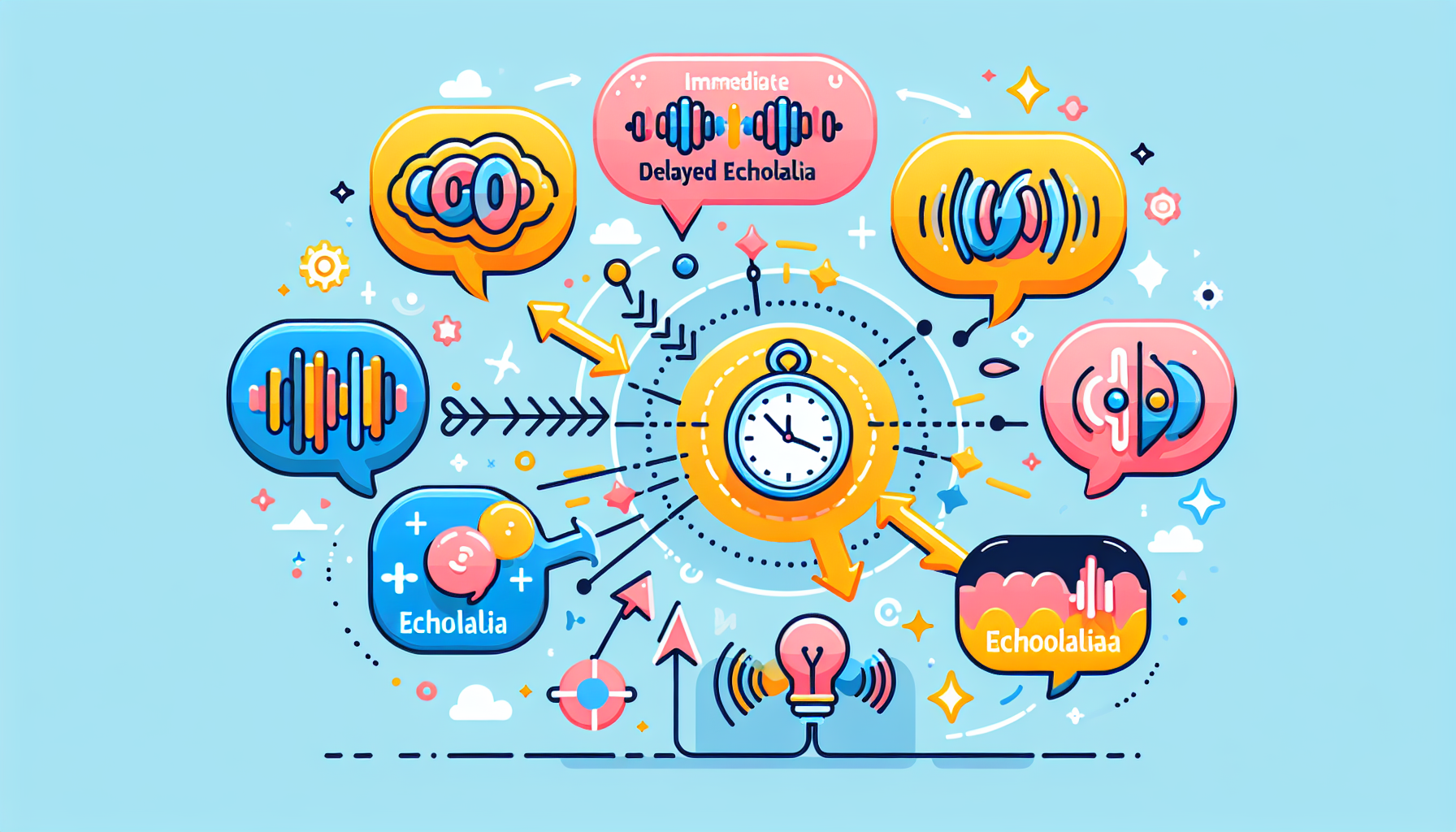 An illustration representing different types of echolalia.