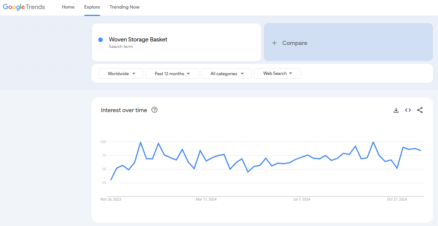 woven storage basket google trends