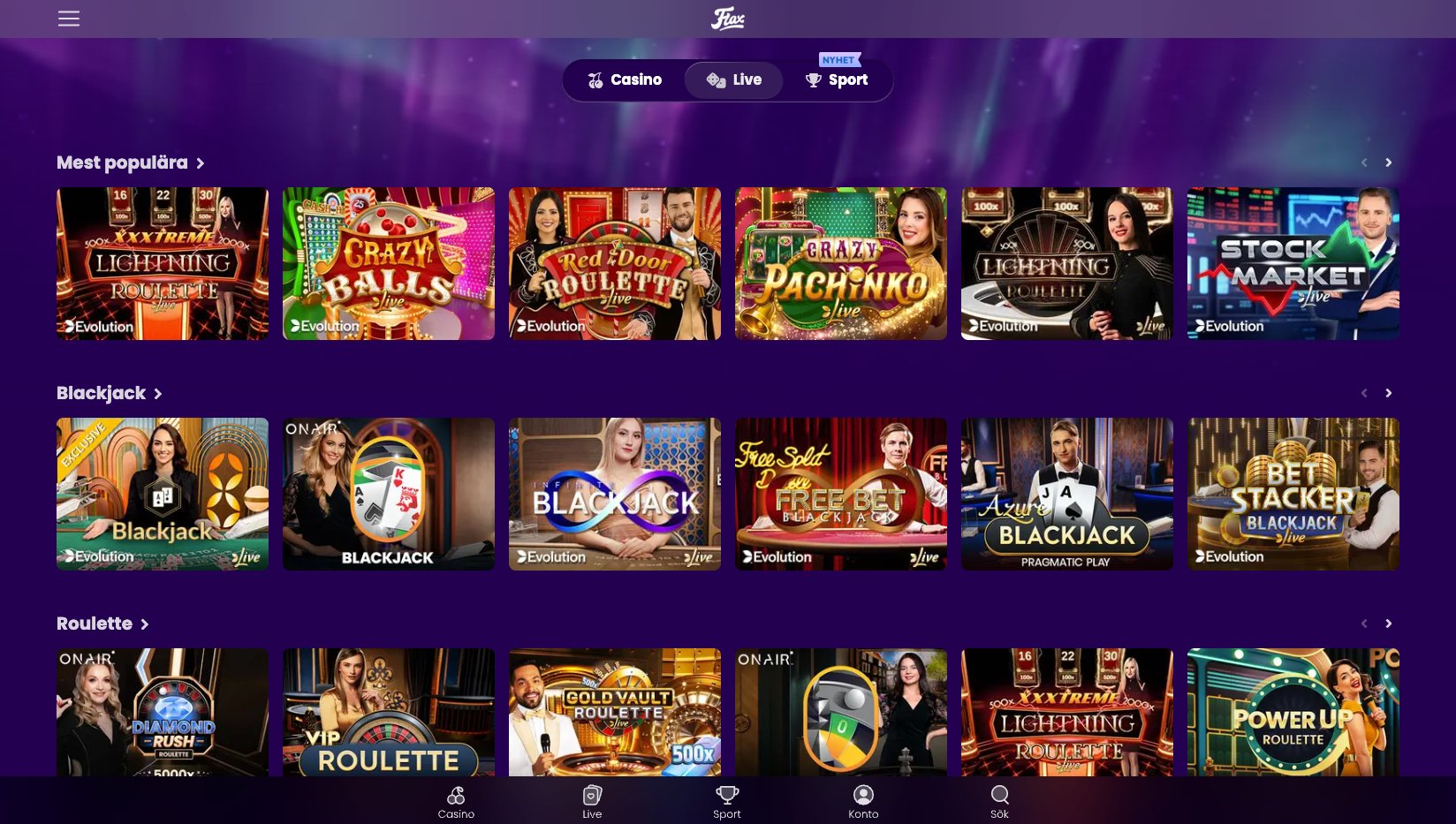 Flax casino - live casino