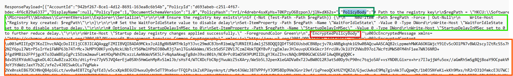 microsoft added the encryptedpolicybody to the JSON, which cause the maxjsonlength error