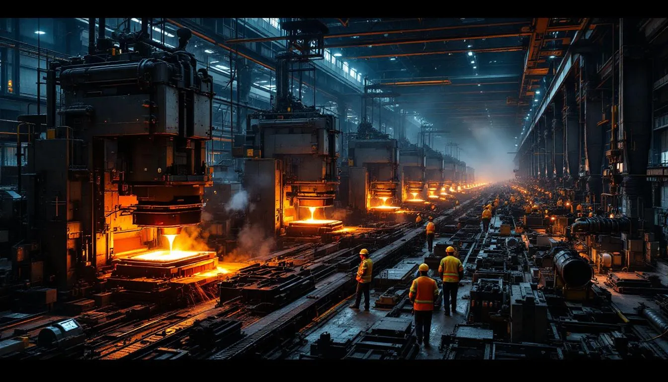 An overview of die casting factories showcasing various machines and processes.