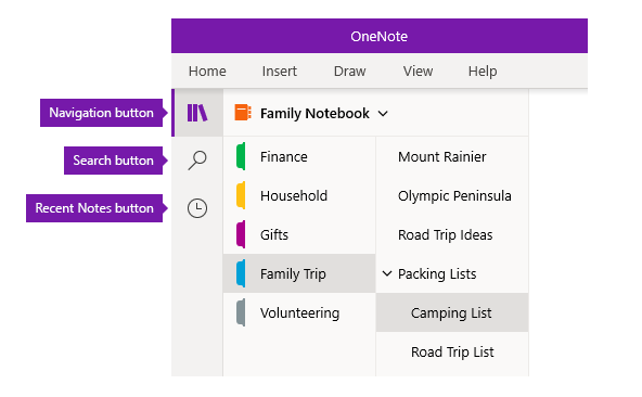 onenote navigation