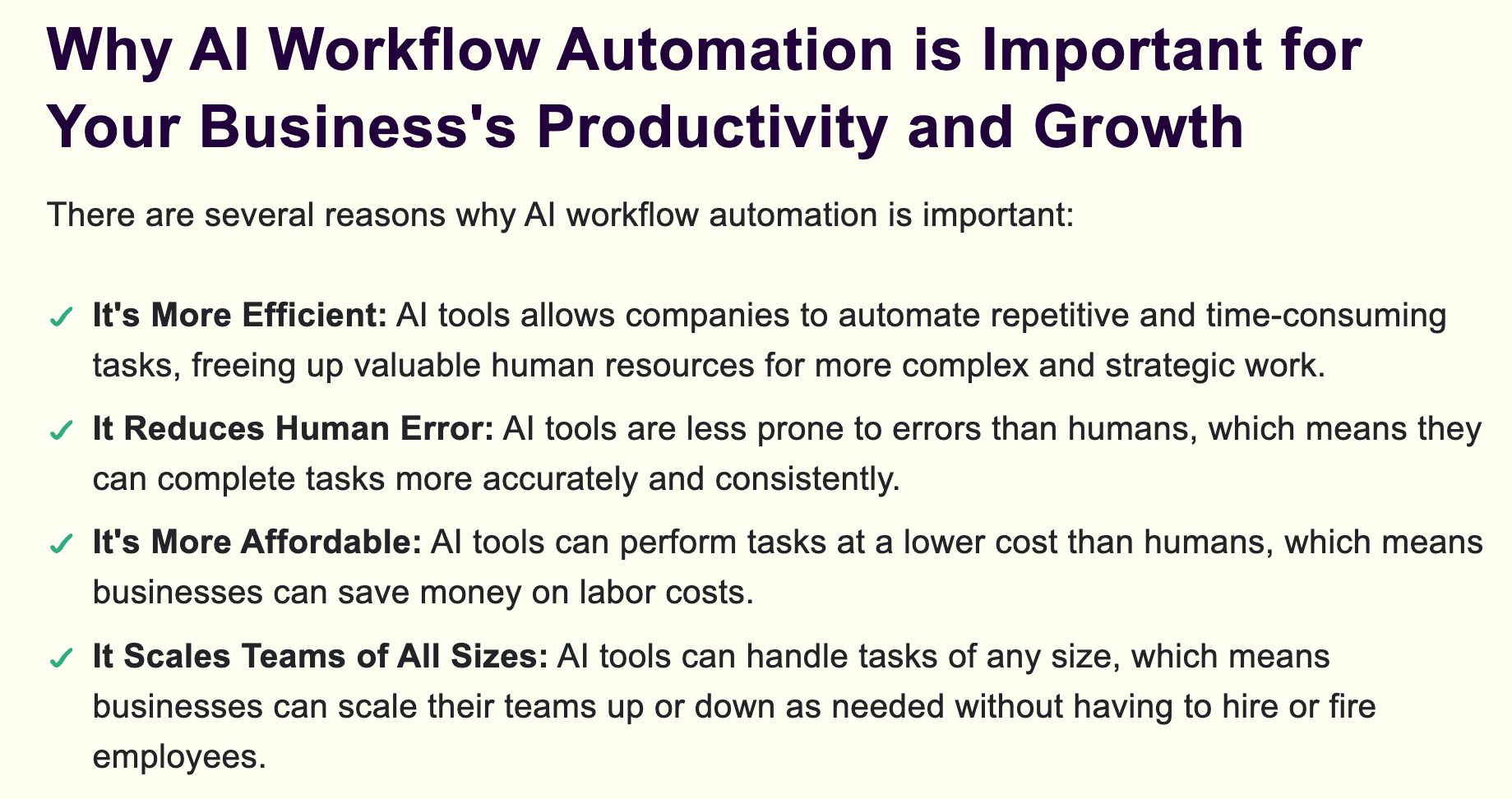 Why AI workflow automation is important for your business's productivity and growth