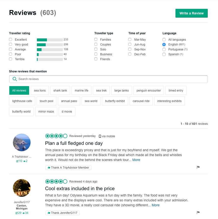 Reviews for potential customers 