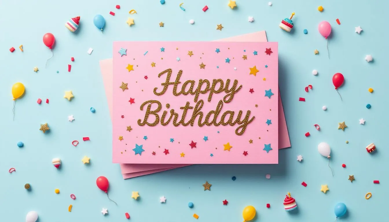 This image features a beautifully designed personalised birthday card, showcasing a modern layout with space for favourite snaps and a heartfelt message. The card is perfect for celebrating milestone birthdays, making it a thoughtful choice for loved ones on their special day.
