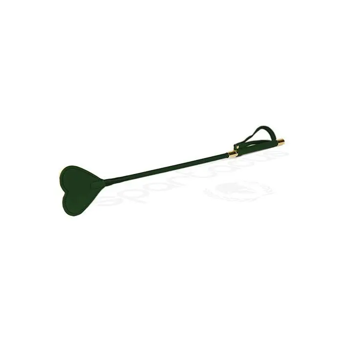 Spartacus PU Riding Crop w/Plush Heart Shape Tip – Green