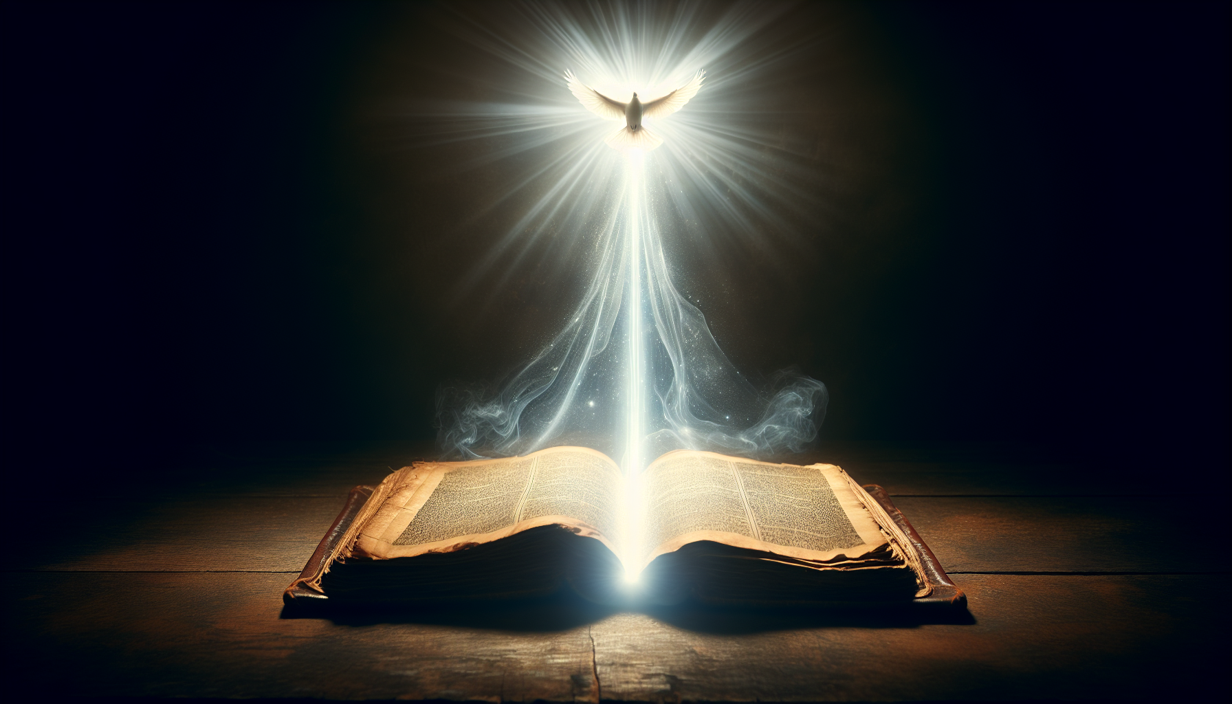 Open Bible with a beam of light symbolizing the guidance of the Holy Spirit