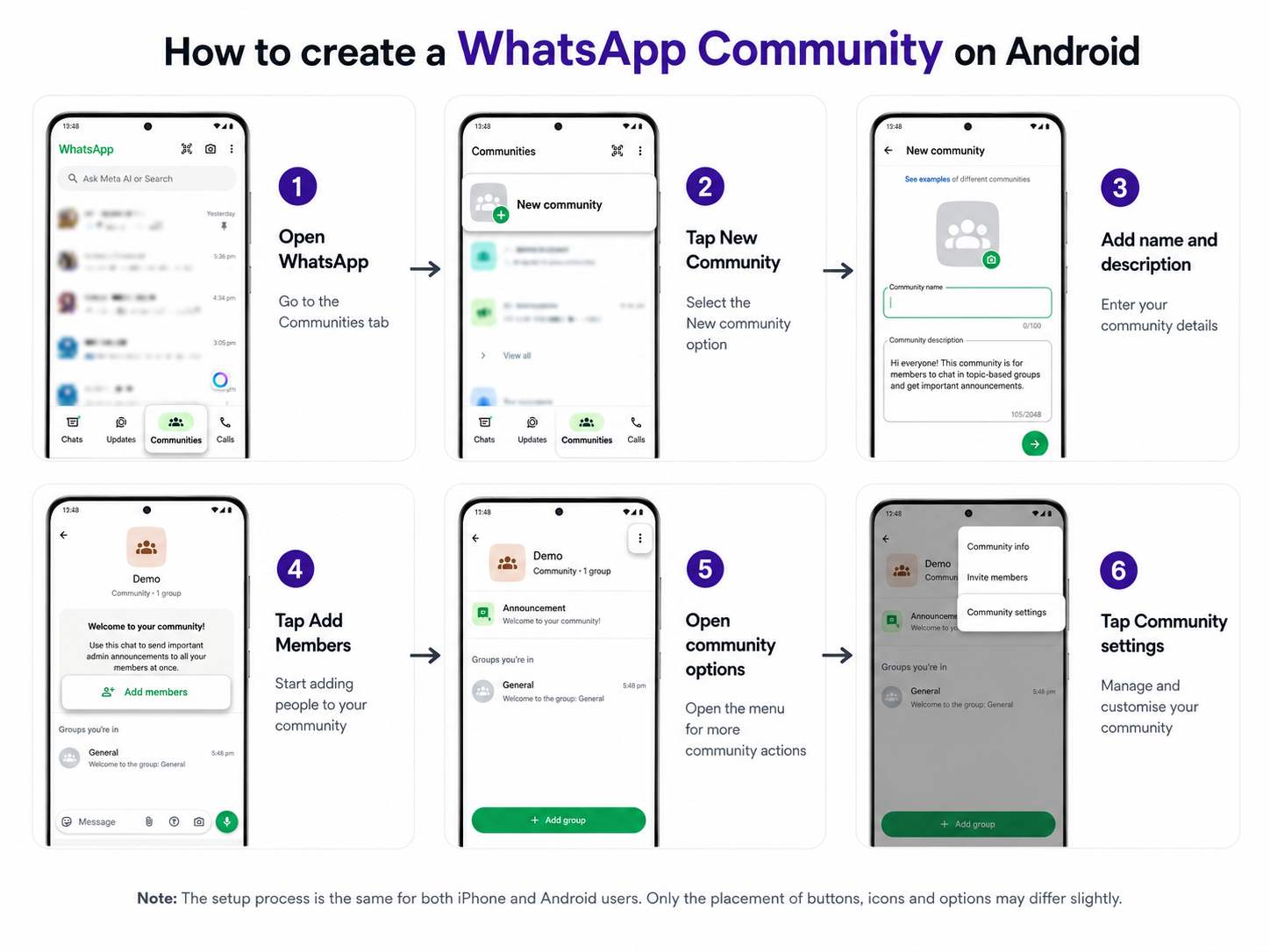 setting up WhatsApp community on Android and ihpone 