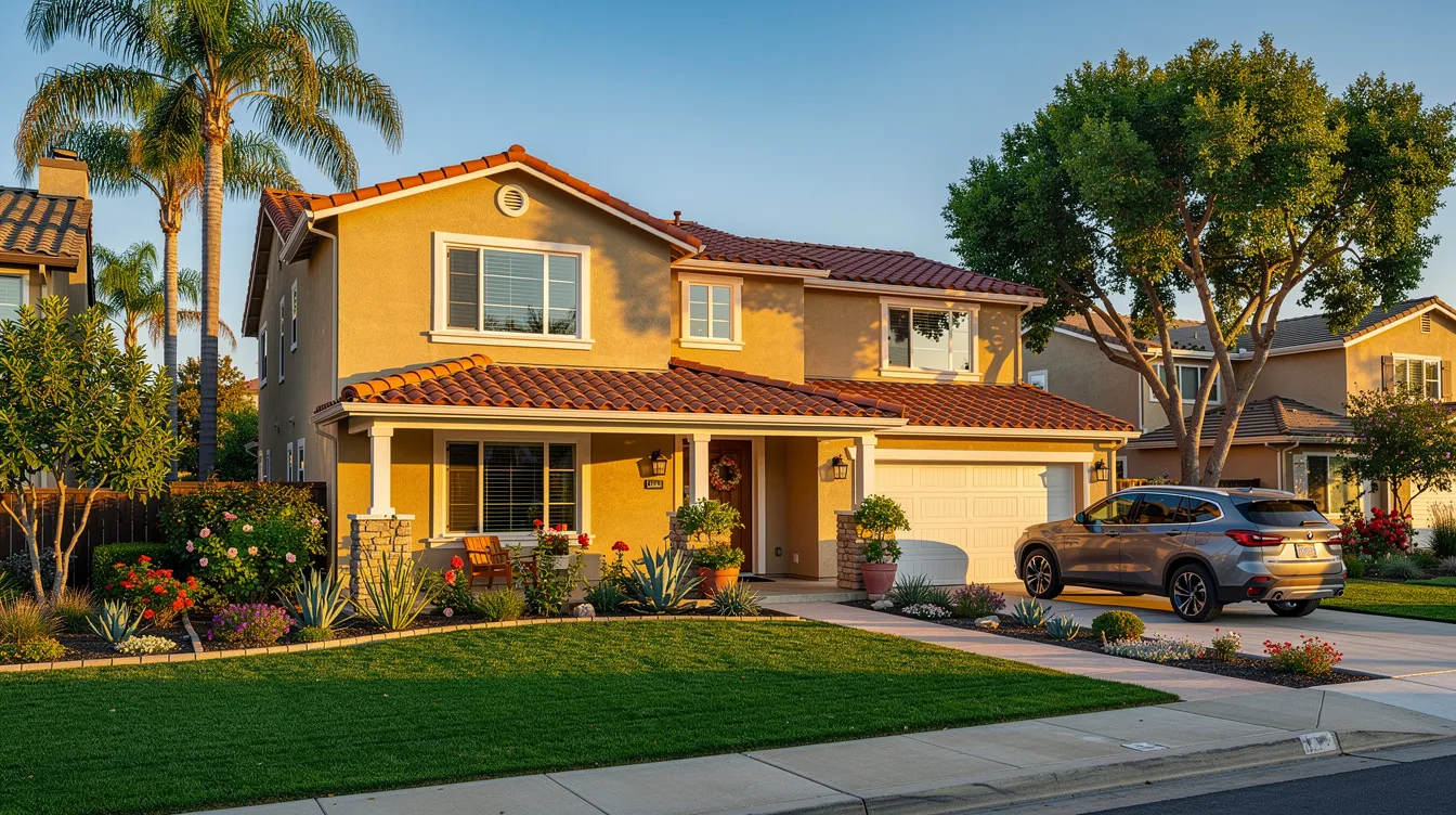 The image depicts a charming suburban family home with a well-maintained lawn, situated in a peaceful Southern California neighborhood. This inviting residence represents a setting where families may seek legal representation for family law matters, such as child custody arrangements or divorce processes, emphasizing the importance of community support in navigating legal challenges.