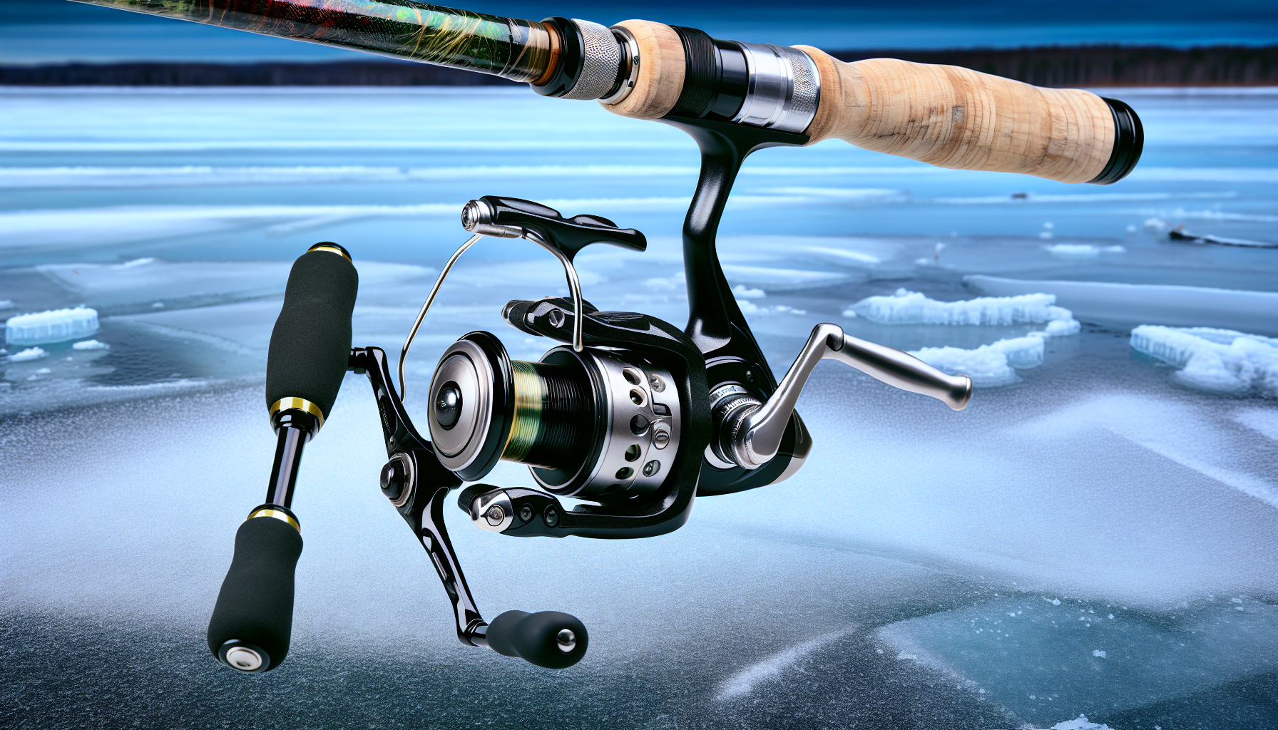 Fishing rod and reel combo for winter bass fishing