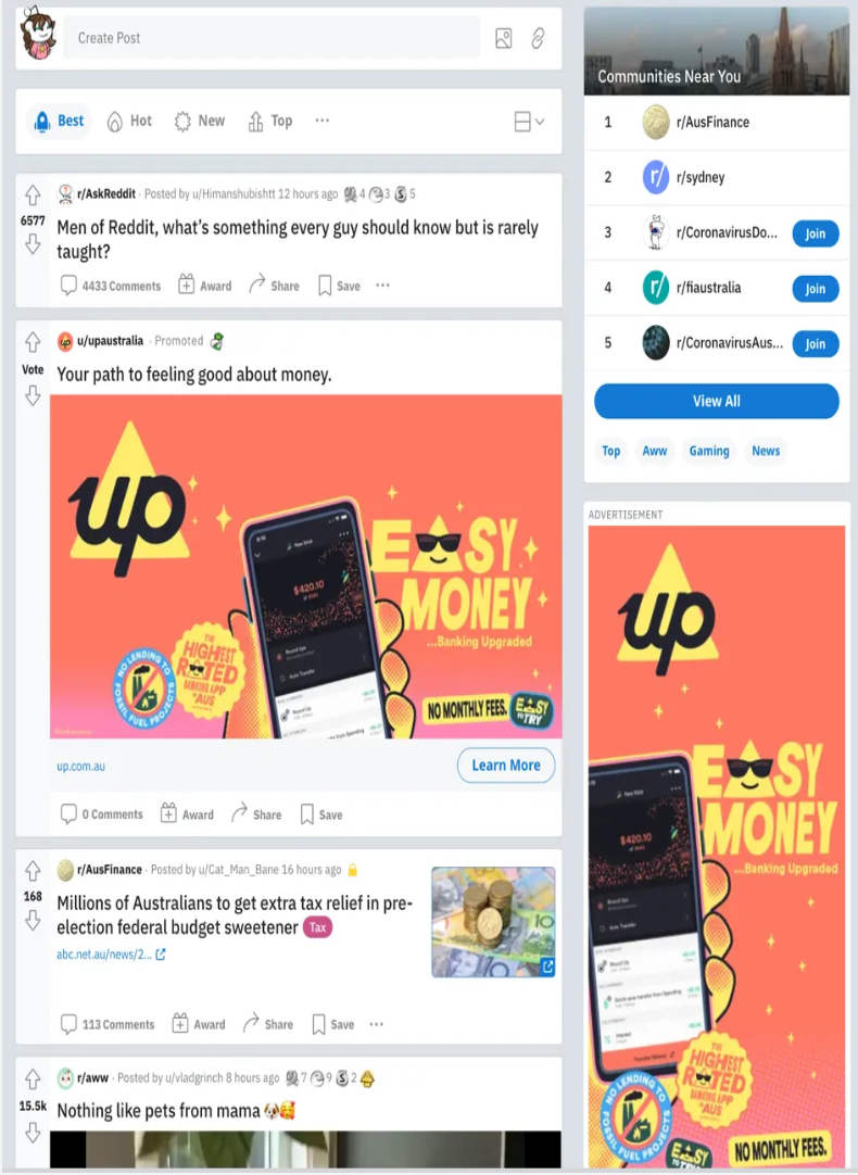 Reddit Takeover Ads