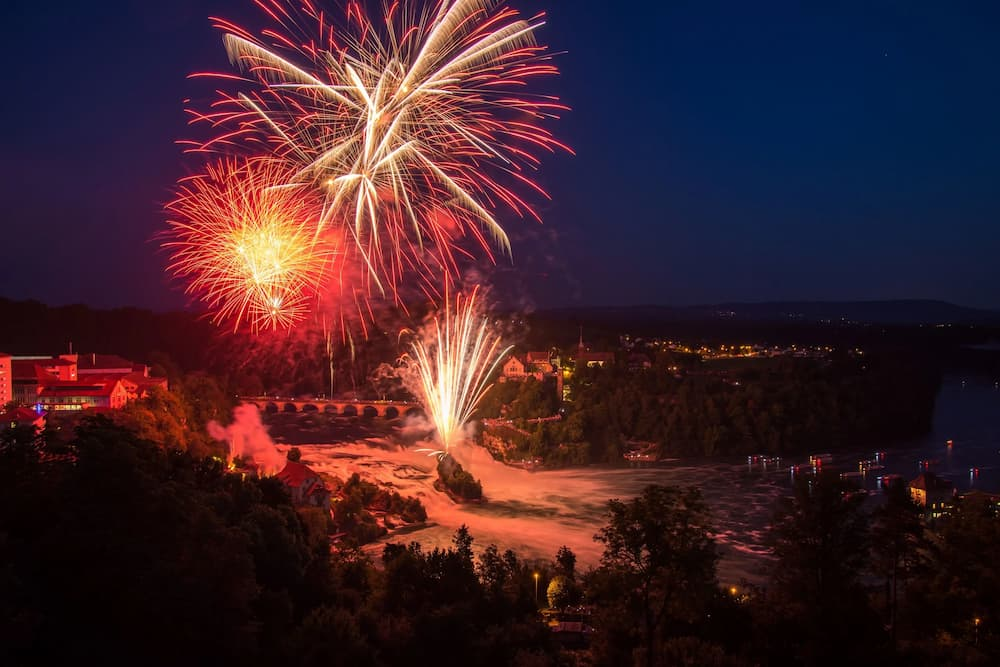 Rhine Falls - Fire on the Rocks fireworks, 1st August - Image via RhineFall.ch