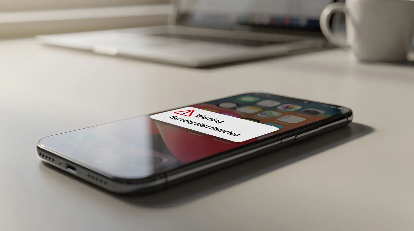 The image shows a smartphone displaying a warning alert notification, indicating an important message possibly related to financial assistance or a mudra loan application. This alert may be relevant for small and micro businesses seeking to manage their working capital or apply for the Pradhan Mantri Mudra Yojana.