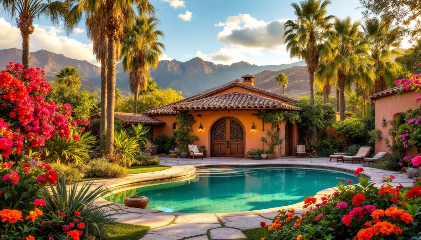 A scenic view of a house in Mexico, representing the idea of buying property in Mexico.