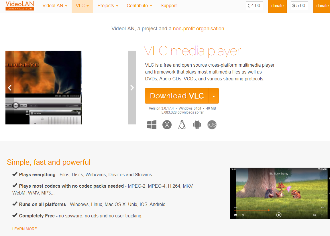 vlc home page