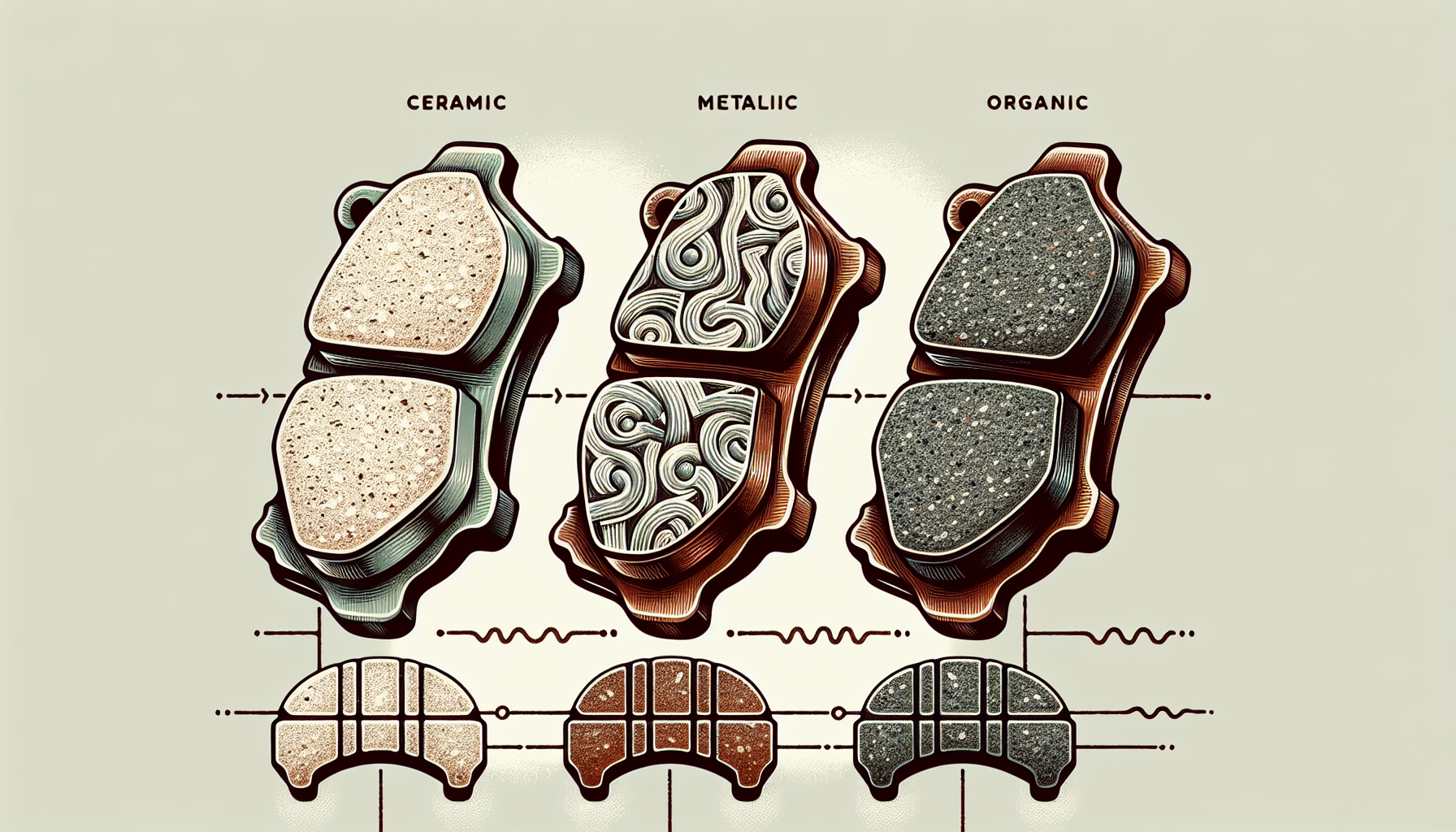 Illustration of different brake pad types