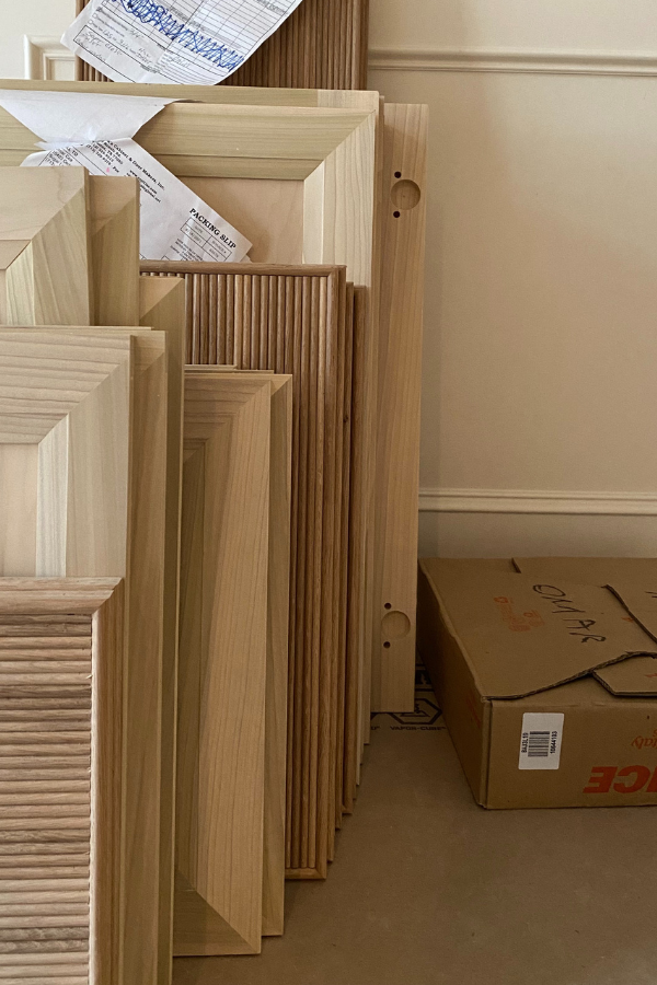 transported boxes delivered to an interior design installation