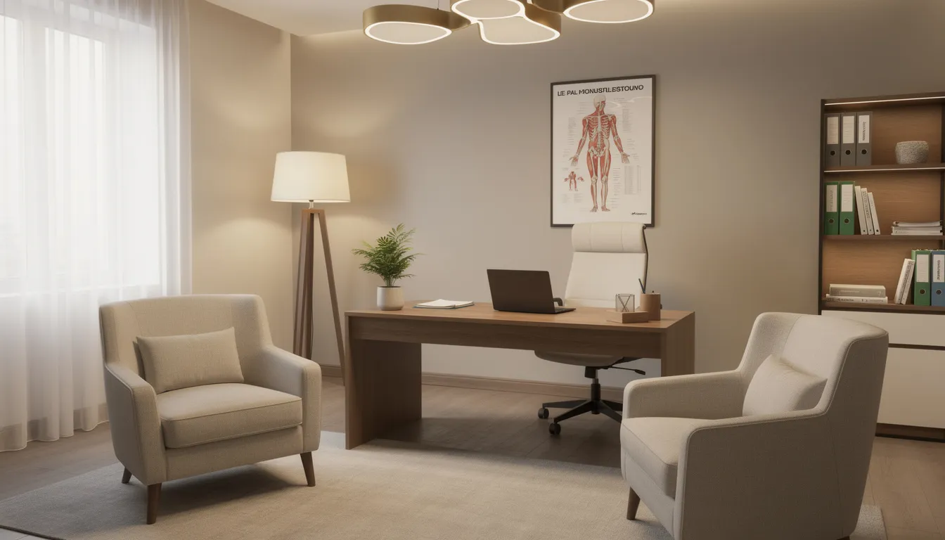 The image depicts a professional medical consultation room designed for comfort, featuring cozy seating and warm lighting, ideal for discussing procedures like breast reduction surgery. The inviting atmosphere encourages patients to feel at ease while consulting with board-certified plastic surgeons about their cosmetic surgery options in locations such as Wellington, FL, and West Palm Beach.