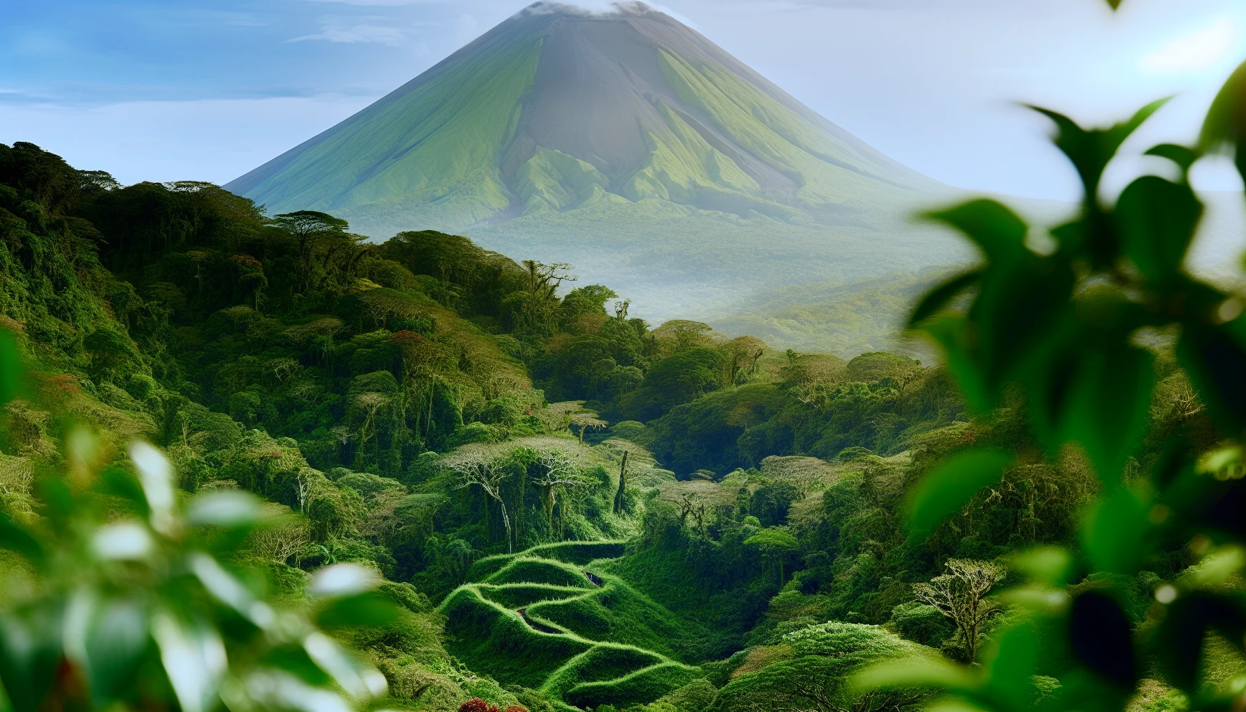 The majestic Arenal Volcano with its surrounding rainforest and hiking trails