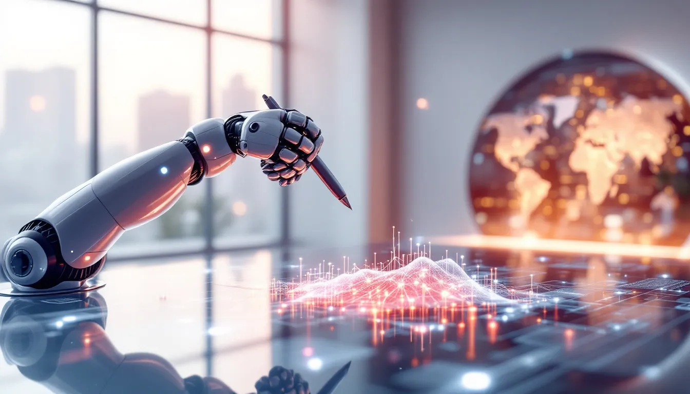 An illustration depicting the concept of AI content creation tools.