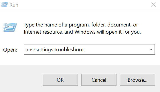 Command to open troubleshoot tab 