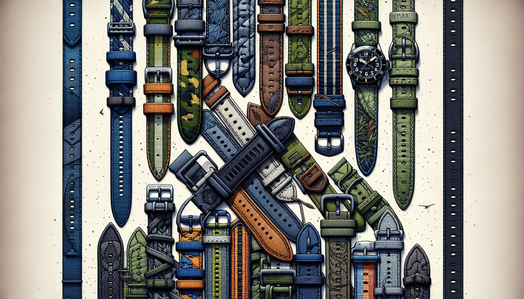 Illustration of military watch straps