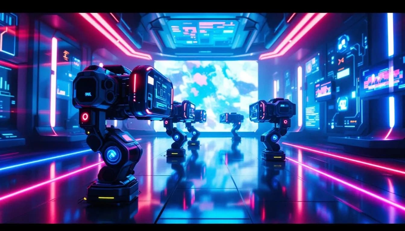 Advanced camera systems used in immersive video production.