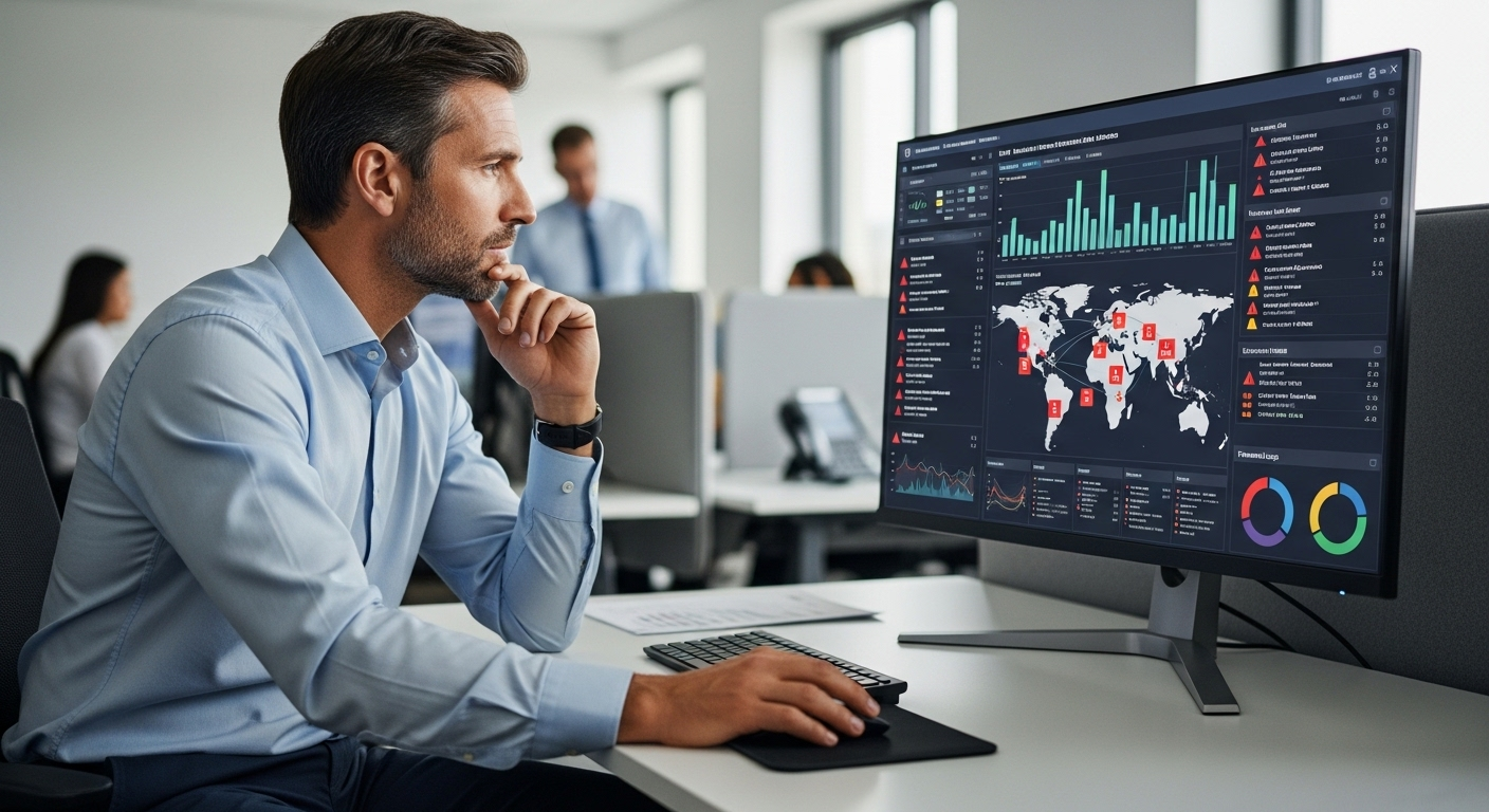 IT manager evaluating limitations of remote access solutions on a dashboard with warning indicators.