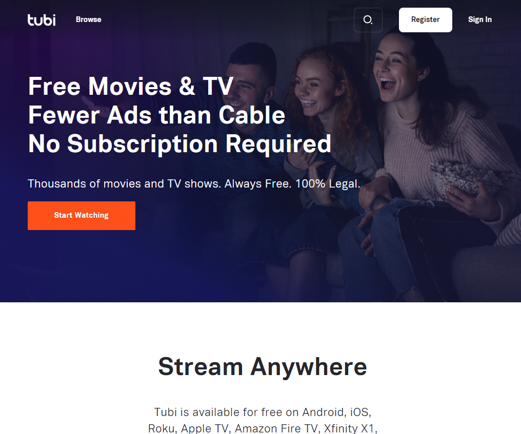 tubi home page