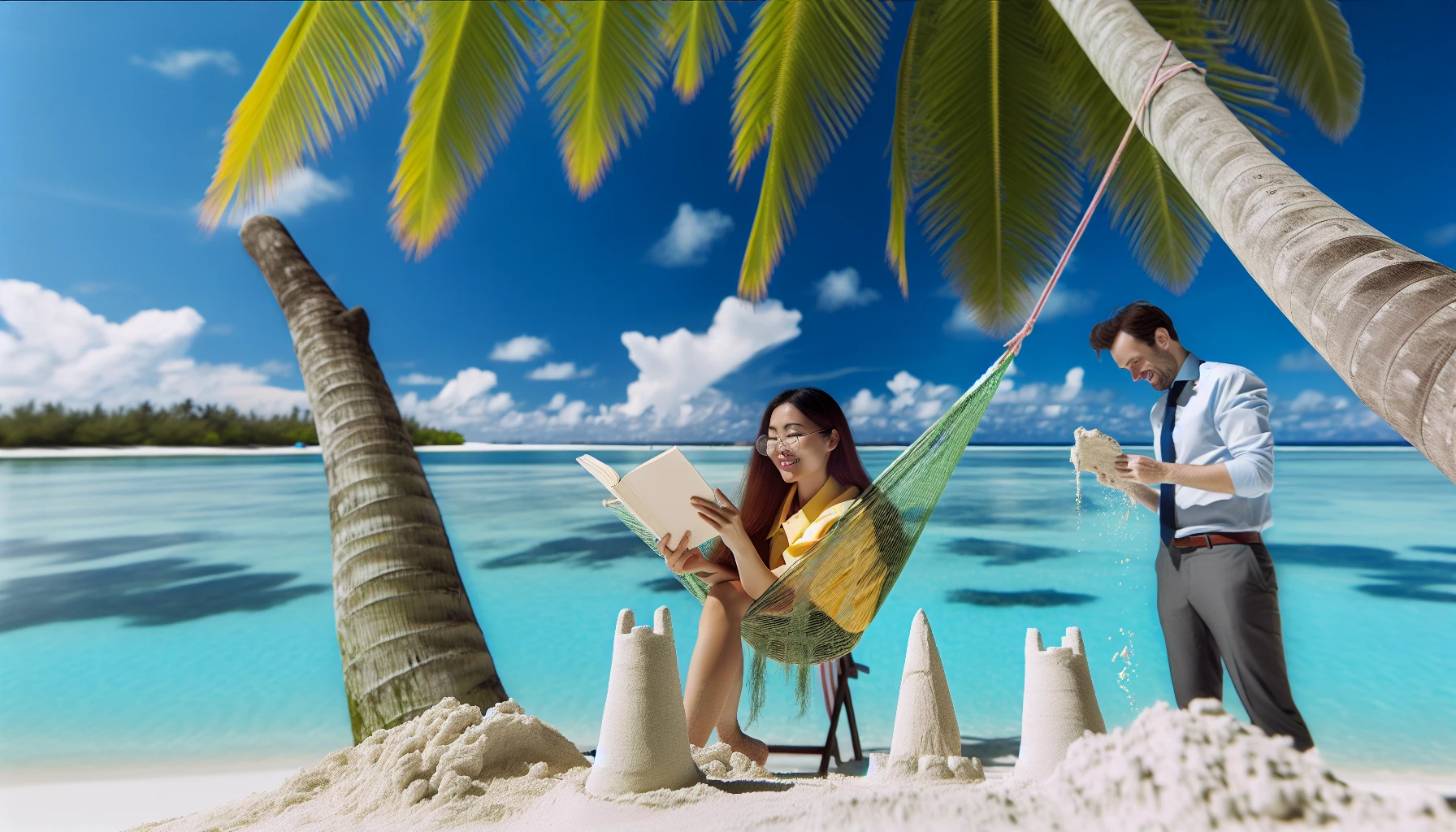 Employee enjoying a relaxing vacation on a tropical beach