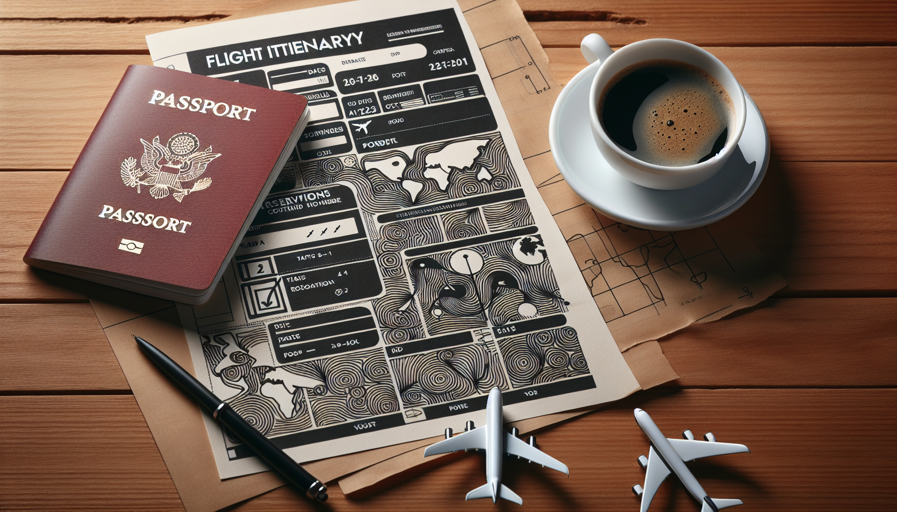 Illustration of a flight itinerary document